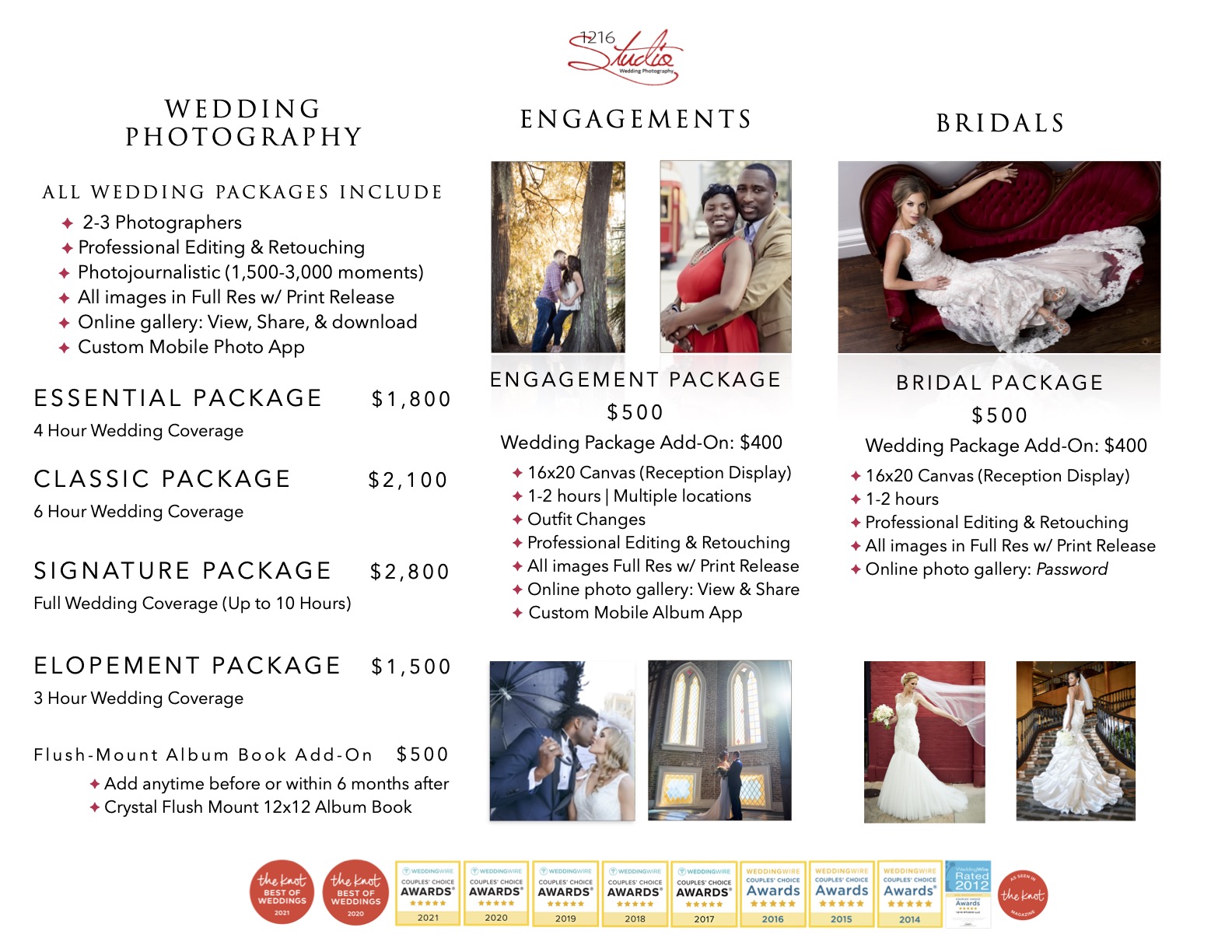 New Orleans Wedding Package Pricing Add On Prices 1216 Studio